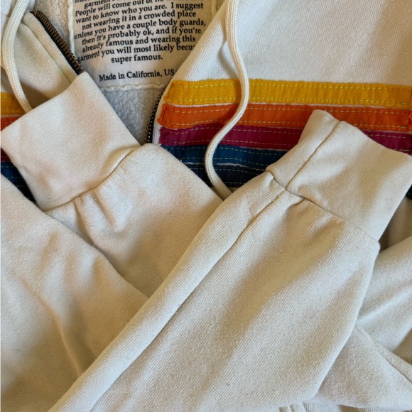 Aviator Nation Five Stripe Hoodie in Vintage White - Size XS - Picture 4 of 4